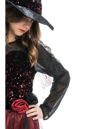 Lucinda Heks Kostuum Dames Bordeauxrood Zwart van CHAKS koop je bij Partywinkel