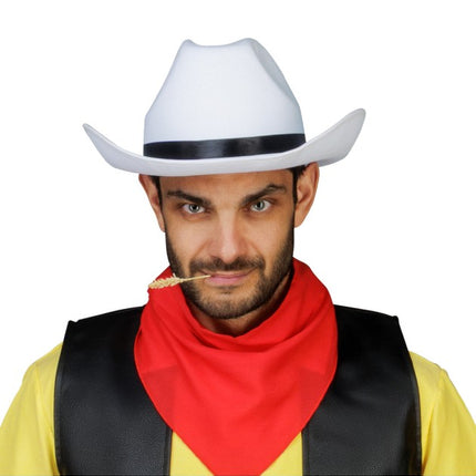 Lucky Luke cowboyhat, hvid, one size