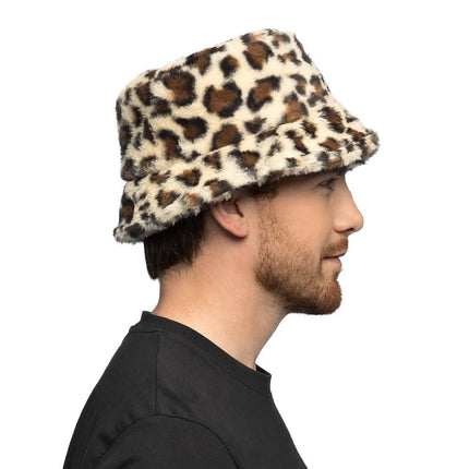 Luipaard Bucket Hat Pluche van Boland koop je bij Partywinkel