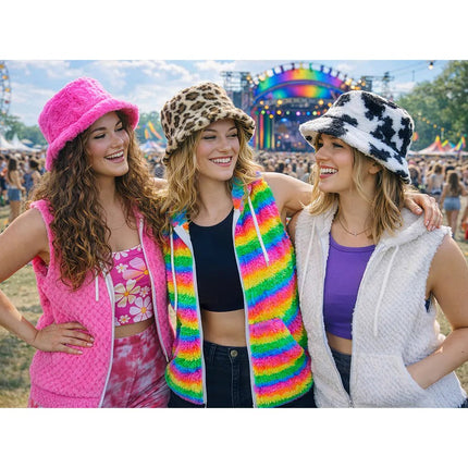Luipaard Bucket Hat Pluche van Boland koop je bij Partywinkel
