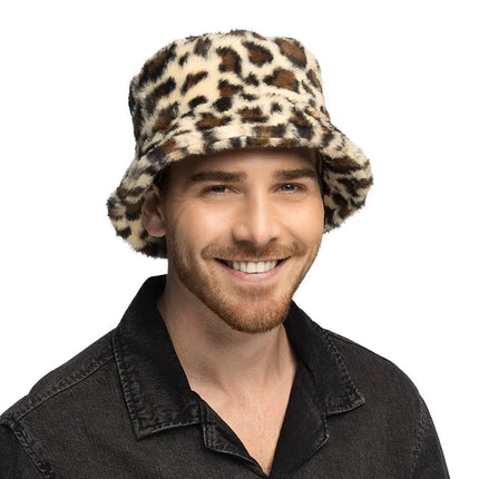 Luipaard Bucket Hat Pluche van Boland koop je bij Partywinkel