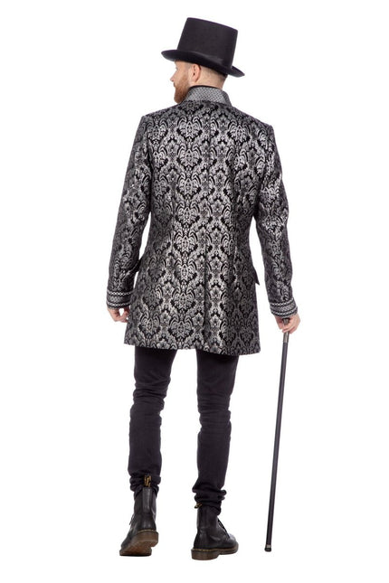 Zwart Zilveren Jas Heren Brokaat van Wilbers & Wilbers koop je bij Partywinkel