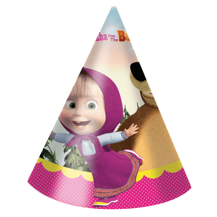 Masha En De Beer Feesthoedjes 6st van Procos koop je bij Partywinkel