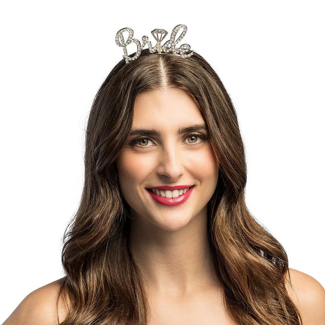 Metalen diadeem 'Bride' diamant van Boland koop je bij Partywinkel