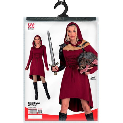 Middeleeuwse Gotisch Kostuum Dames met Kap Rood van Widmann koop je bij Partywinkel