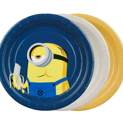 Minions Borden Blauw Geel Wit 18cm 6st van Partydeco koop je bij Partywinkel
