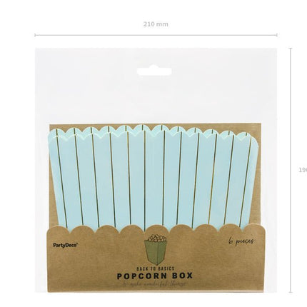 Mint Groene Popcorn Bakjes Goud Gestreept 12,5cm 6st van Partydeco koop je bij Partywinkel
