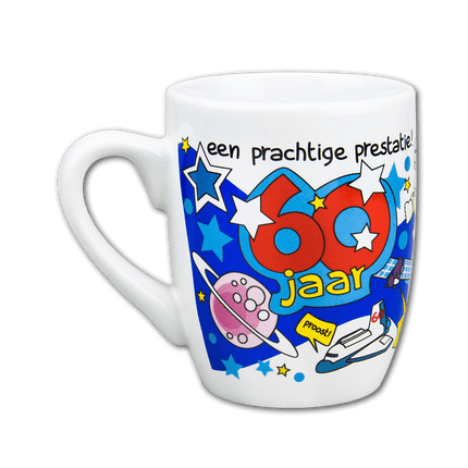 Mok 60 Jaar 12cm van Paper Dreams koop je bij Partywinkel