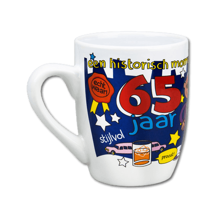 Mok 65 Jaar 12cm van Paper Dreams koop je bij Partywinkel