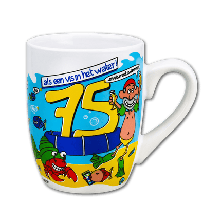 Mok 75 Jaar 12cm van Paper Dreams koop je bij Partywinkel