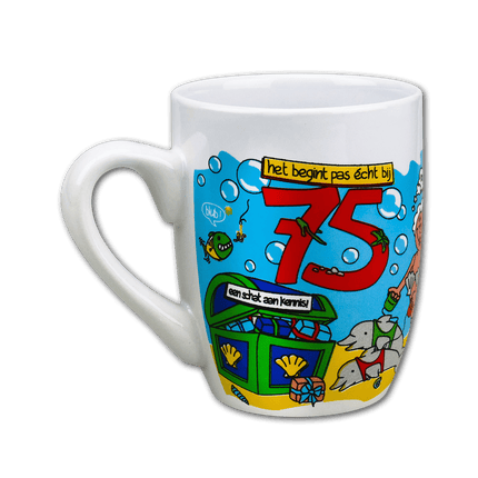 Mok 75 Jaar 12cm van Paper Dreams koop je bij Partywinkel