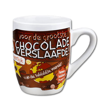 Mok Chocolade Verslaafde 12cm van Paper Dreams koop je bij Partywinkel