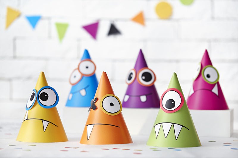 Monster Feesthoedjes 16cm 6st van Partydeco koop je bij Partywinkel
