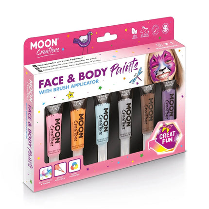 Moon Creations Face Paint met kwast Applicator Orange 15ml van Moon Creations koop je bij Partywinkel