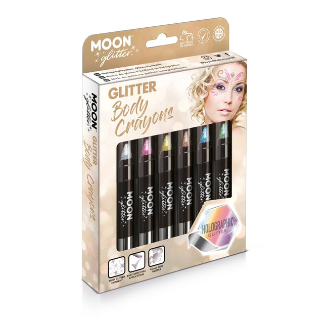 Moon Glitter Holographic Body Crayons Blue 3.2g van Moon Creations koop je bij Partywinkel