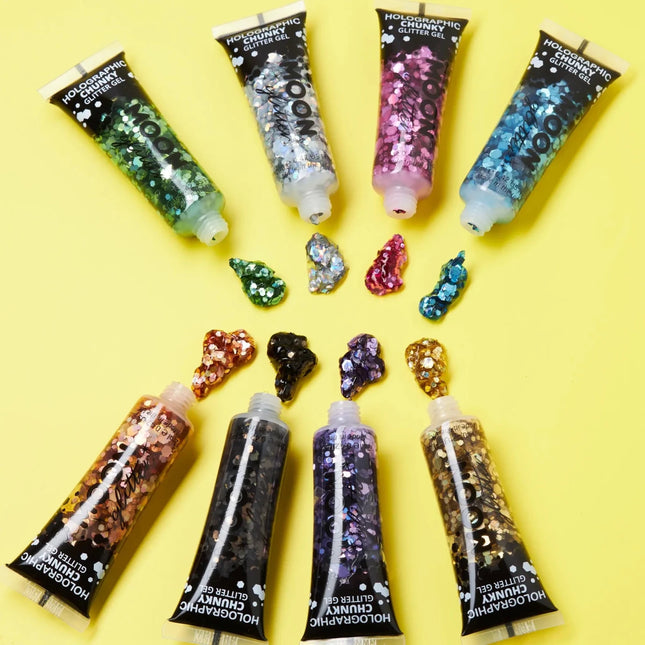 Moon Glitter Holographic Chunky Glitter Gel Black 12ml van Moon Creations koop je bij Partywinkel