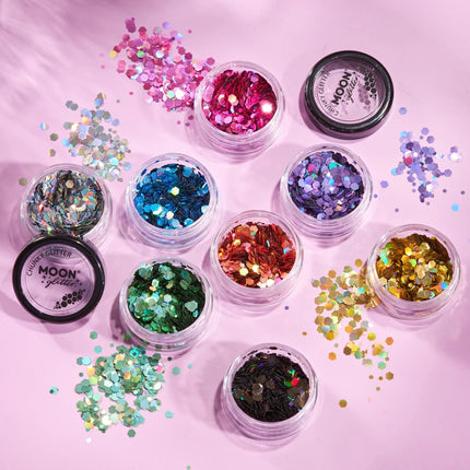 Moon Glitter Holographic Chunky Glitter Rose Gold 3g van Moon Creations koop je bij Partywinkel
