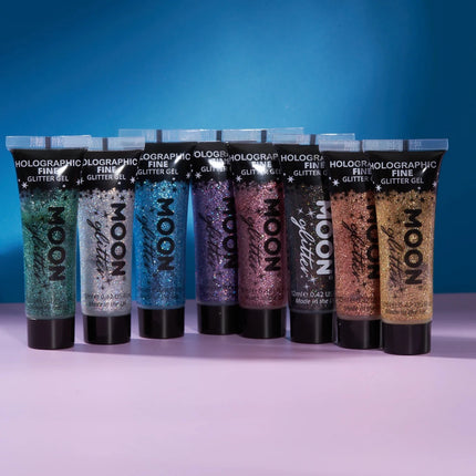 Moon Glitter Holographic Fine Glitter Gel Blue 12ml van Moon Creations koop je bij Partywinkel