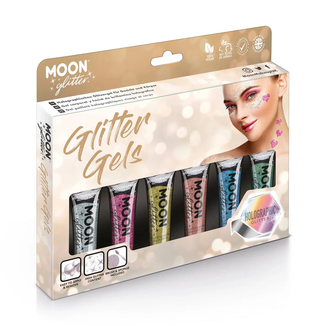 Moon Glitter Holographic Fine Glitter Gel Gold 12ml van Moon Creations koop je bij Partywinkel