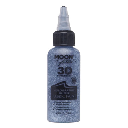 Moon Glitter Holographic Glitter Fabric Paint Black 30ml van Moon Creations koop je bij Partywinkel