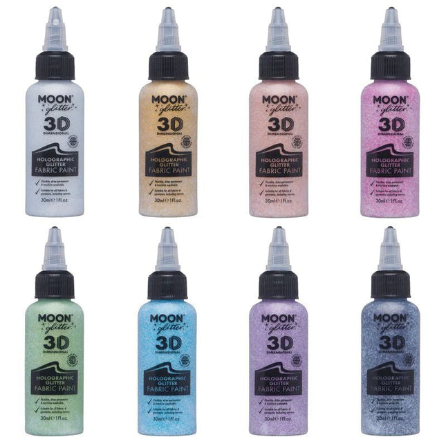 Moon Glitter Holographic Glitter Fabric Paint Pink 30ml van Moon Creations koop je bij Partywinkel