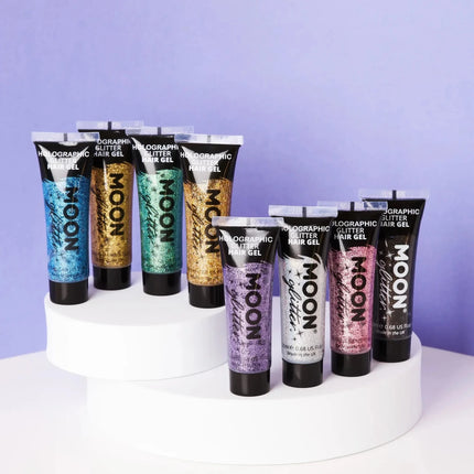 Moon Glitter Holographic Glitter Hair Gel Blue 20ml van Moon Creations koop je bij Partywinkel
