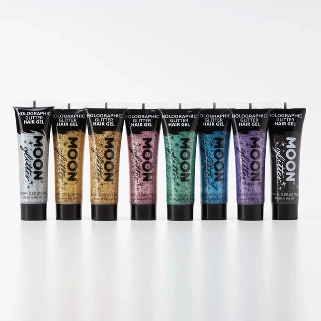 Moon Glitter Holographic Glitter Hair Gel Green 20ml van Moon Creations koop je bij Partywinkel