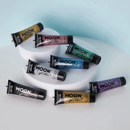 Moon Glitter Holographic Glitter Hair Gel Pink 20ml van Moon Creations koop je bij Partywinkel