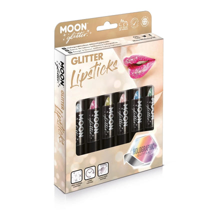 Moon Glitter Holographic Glitter Lipstick Red 4.2g van Moon Creations koop je bij Partywinkel