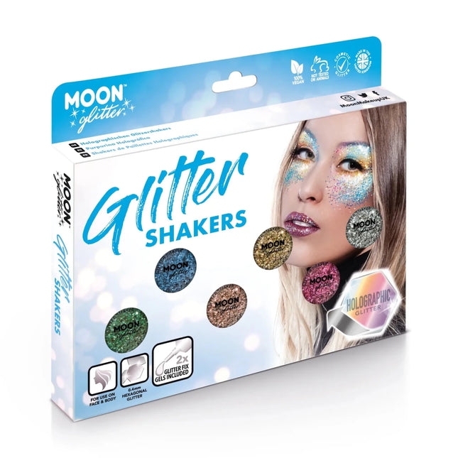 Moon Glitter Holographic Glitter Shakers Pink 5g van Moon Creations koop je bij Partywinkel