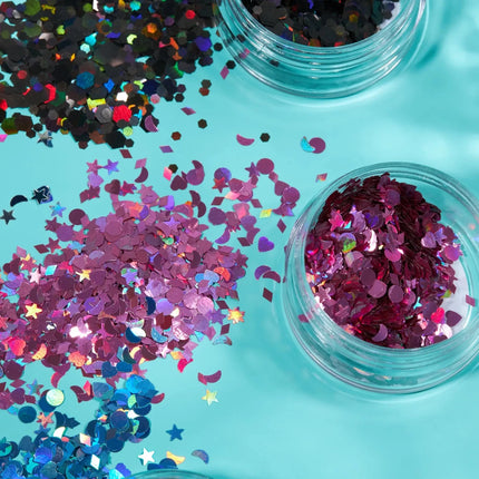 Moon Glitter Holographic Glitter Shapes Pink 3g van Moon Creations koop je bij Partywinkel