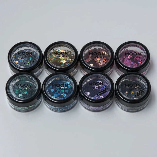 Moon Glitter Holographic Glitter Shapes Pink 3g van Moon Creations koop je bij Partywinkel