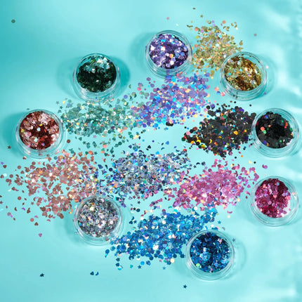 Moon Glitter Holographic Glitter Shapes Rose Gold 3g van Moon Creations koop je bij Partywinkel