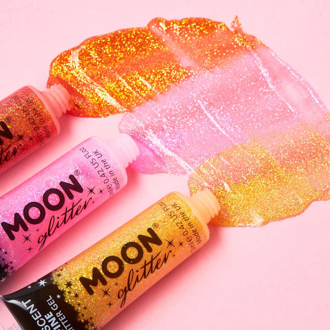 Moon Glitter Iridescent Fine Glitter Gel Orange 12ml van Moon Creations koop je bij Partywinkel