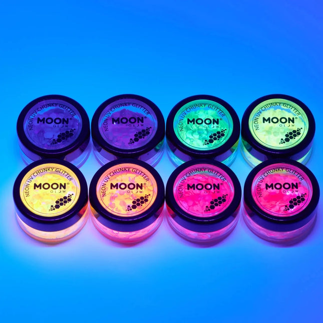 Moon Glow Neon UV Chunky Glitter Hot Pink 3g van Moon Creations koop je bij Partywinkel
