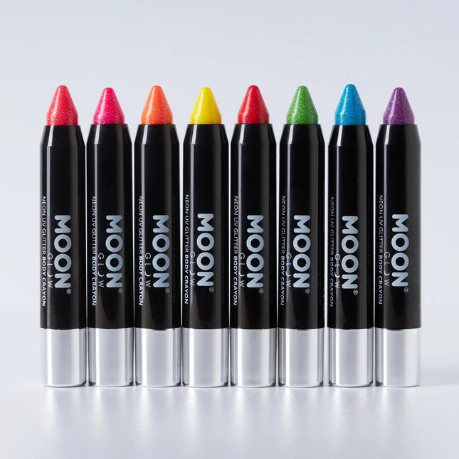 Moon Glow Neon UV Glitter Body Crayons Blue 3.2g van Moon Creations koop je bij Partywinkel
