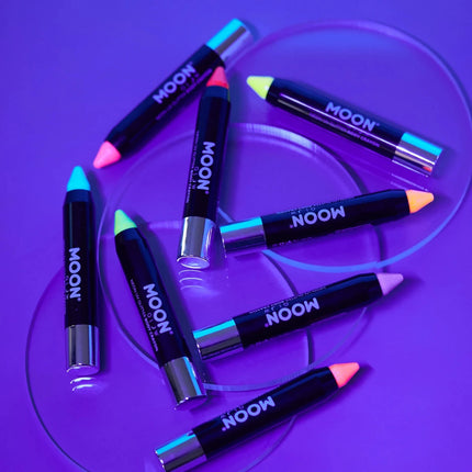 Moon Glow Neon UV Glitter Body Crayons Orange 3.2g van Moon Creations koop je bij Partywinkel