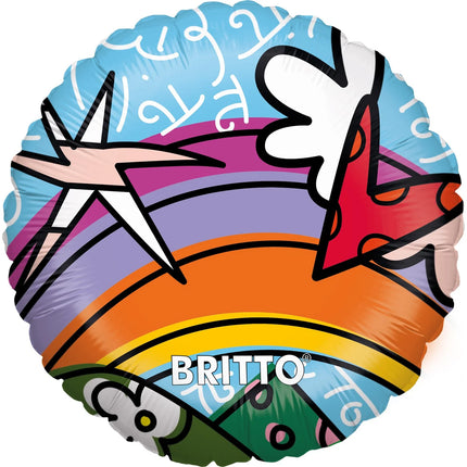 Farvet heliumballon Britto, rund, tom, 45 cm
