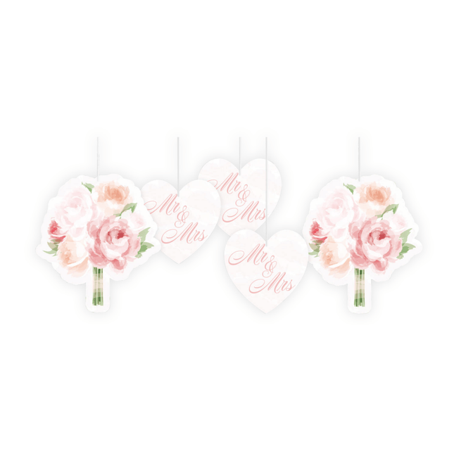 Mr, & Mrs, Hangdecoratie Set 5 delig van Folat koop je bij Partywinkel