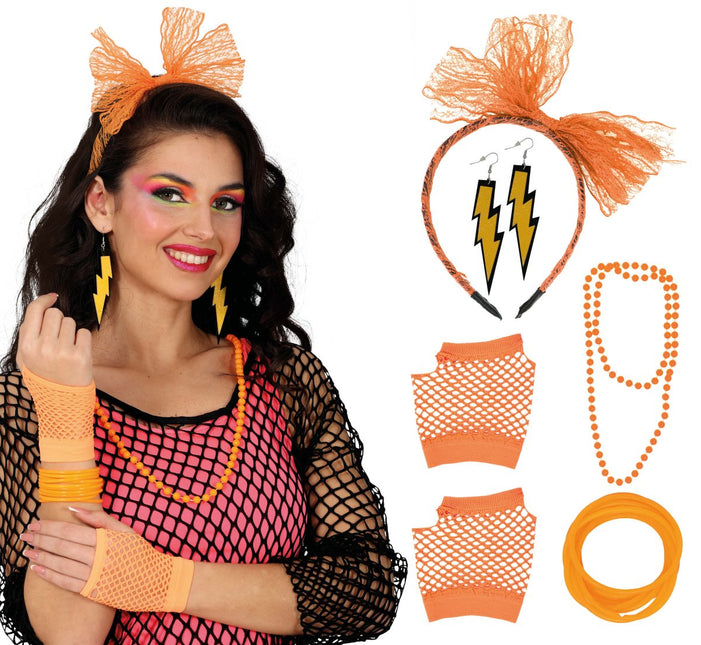Neon 80S Accessoireset Oranje 5 delig van Fiestas Guirca koop je bij Partywinkel