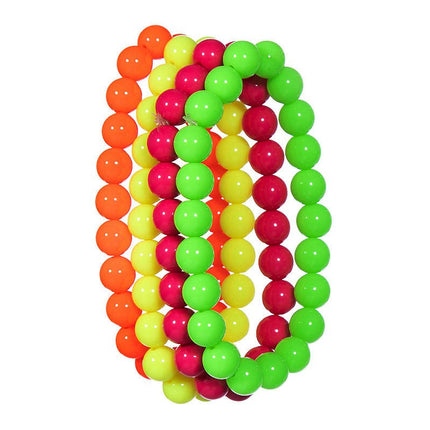 Neon 80S Armband Dames Kralen 4st van Wilbers & Wilbers koop je bij Partywinkel