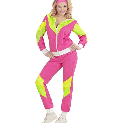 Neon 80S Trainingspak Fout Groen Roze van Widmann koop je bij Partywinkel