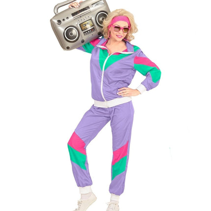 Neon 80S Trainingspak Fout Lila van Widmann koop je bij Partywinkel
