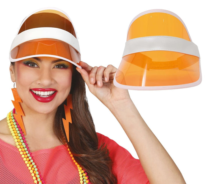 Neon 80S Zonneklep Oranje 25cm van Fiestas Guirca koop je bij Partywinkel