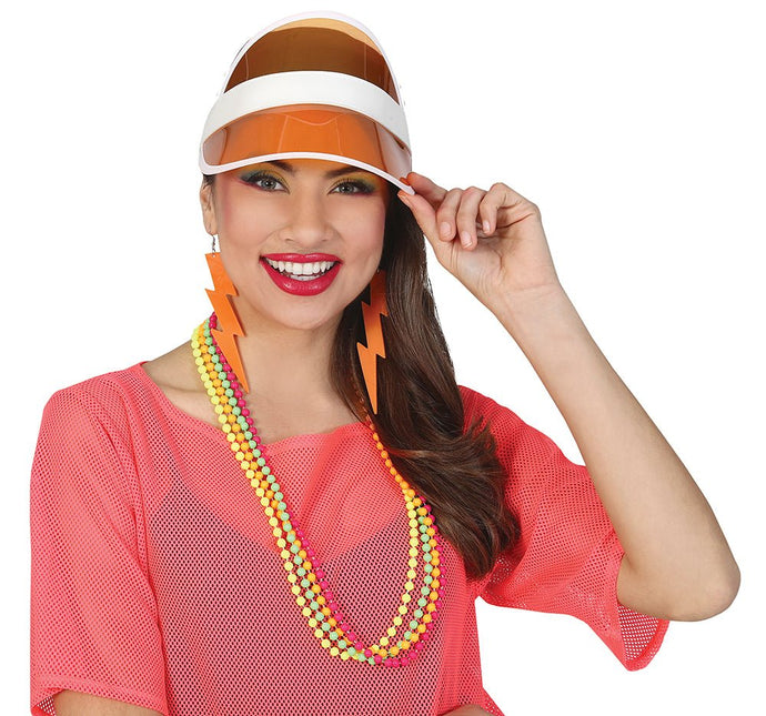 Neon 80S Zonneklep Oranje 25cm van Fiestas Guirca koop je bij Partywinkel