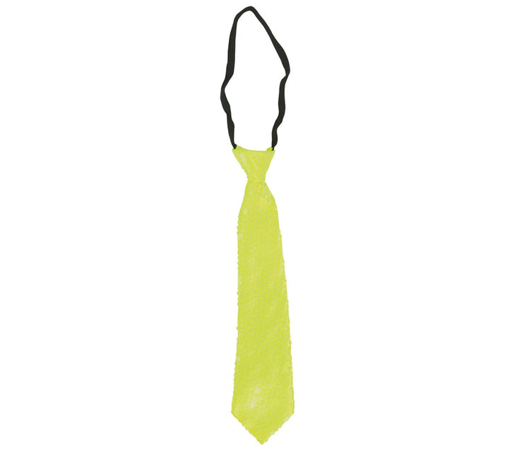 Neon Gele Stropdas Glitter 37cm van Fiestas Guirca koop je bij Partywinkel