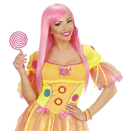 Neon Roze Oorbellen Ringen van Widmann koop je bij Partywinkel