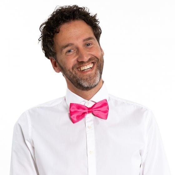 Neon Roze Vlinderdas van Partychimp koop je bij Partywinkel