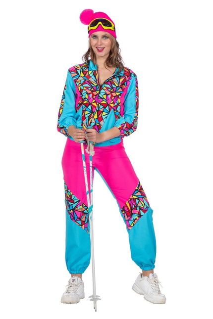 Neon Trainingspak Fout Blauw Roze Dames 2 delig van Wilbers & Wilbers koop je bij Partywinkel