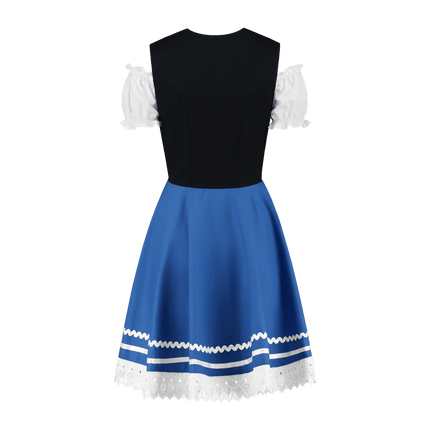 Oktoberfest Dirndl Jurk Oktoberfest Blauw Wit Dames 2 Delig van Haus Huberts koop je bij Partywinkel